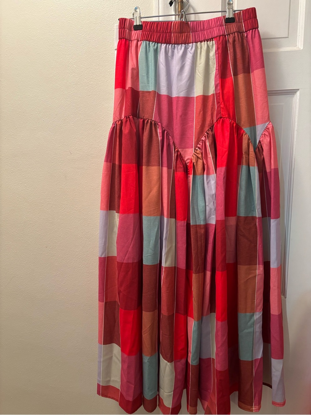 White House Black Market Multicolor Vintage Plaid Tiered Maxi Skirt
Size M